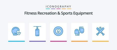 recreação de fitness e pacote de ícones de equipamentos esportivos azul 5, incluindo bola. luvas. perfurando. luva. esporte. design de ícones criativos vetor