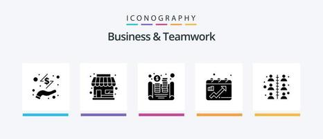 pacote de ícones de 5 ícones de negócios e trabalho em equipe, incluindo relacionamento. gráfico. dinheiro. pontos. calendário. design de ícones criativos vetor