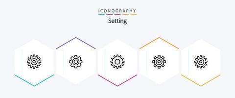 definindo o pacote de ícones de 25 linhas, incluindo a configuração. universal. engrenagens. configuração. em geral vetor