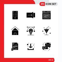 9 ícones criativos, sinais e símbolos modernos de educação, cabana, casa da web, villa, elementos de design de vetores editáveis