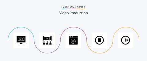 pacote de ícones de produção de vídeo glifo 5 incluindo música. filme . rede. multimídia vetor