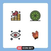conjunto de 4 sinais de símbolos de ícones de interface do usuário modernos para análise, observação de gráficos de vegetais, construção de elementos de design de vetores editáveis