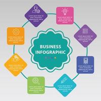 infográfico de negócios circular com 8 opções vetor