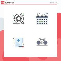 pacote de ícones planos de 4 símbolos universais de datas de sprint de saúde ágil elementos de design de vetor editável médico