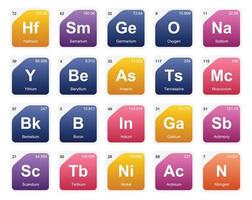 20 tabela periódica do design do pacote de ícones de elementos vetor