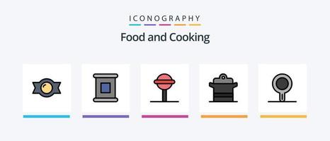 linha de comida cheia de 5 ícones incluindo . grãos. panela de ensopado. cozinha. design de ícones criativos vetor