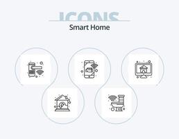 ícone de linha doméstica inteligente pack 5 design de ícone. casa. ventilação. casa ecológica. cozinha. escape vetor