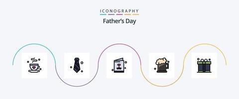 linha do dia dos pais cheia de pacote de 5 ícones planos, incluindo pai. Dia dos Pais. Papai. pai. Cerveja vetor