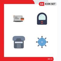 4 conceito de ícone plano para sites móveis e aplicativos pagamento comunicação dispositivo de capacete de cartão de crédito elementos de design de vetores editáveis