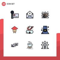 pacote de ícones de vetores de estoque de 9 sinais e símbolos de linha para dinheiro de monge de praia china nublado elementos de design de vetores editáveis