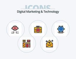 marketing digital e linha de tecnologia cheia de ícones pack 5 design de ícones. tábua. marketing. marketing. de Anúncios. nativo vetor