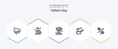 pacote de ícones de 25 linhas do dia dos pais, incluindo tempo para a família. pais. copo. dia. charuto vetor