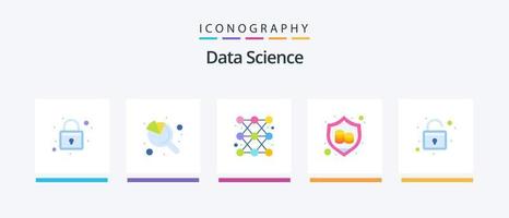 pacote de ícones plana 5 de ciência de dados, incluindo simplificar. seguro. gráfico. proteção. dados. design de ícones criativos vetor