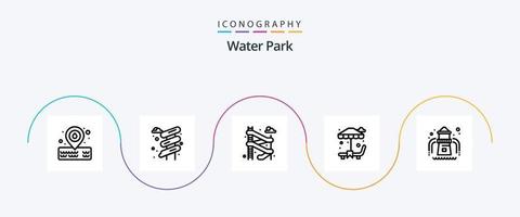 pacote de ícones da linha 5 do parque aquático, incluindo . jardim. vetor