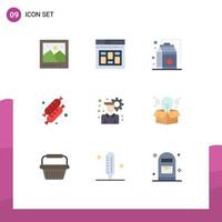 9 ícones criativos, sinais e símbolos modernos de configuração do usuário, comida, comida, pão, elementos de design vetorial editáveis vetor