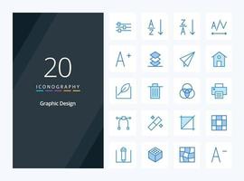 20 design ícone de cor azul para apresentação vetor