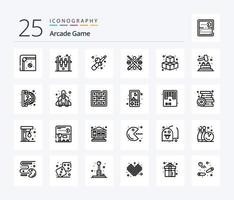 Arcade 25 line icon pack incluindo inserir moeda. jogos. Diversão. bater uma toupeira. jogos vetor