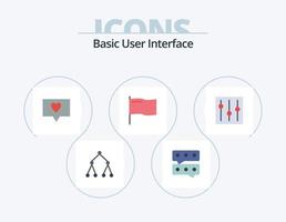 pacote básico de ícones planos 5 design de ícones. . configuração. mensagem. interface. básico vetor