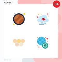 conjunto de ícones planos de interface móvel de 4 pictogramas de elementos de design de vetores editáveis de relógio de coração de nuvem grega de bola