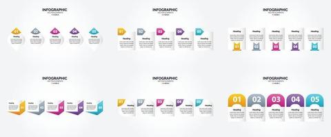 conjunto de design plano de infográficos de ilustração vetorial para folheto publicitário e revista vetor