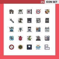 conjunto de 25 sinais de símbolos de ícones de interface do usuário modernos para elementos de design de vetores editáveis de centro de sinais de doces