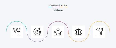 pacote de ícones da linha 5 da natureza, incluindo pássaros. vegetal. verde. abóbora. natureza vetor