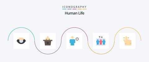 pacote de ícones humano plano 5, incluindo mente. dedo. corpo. levantar. elevador vetor