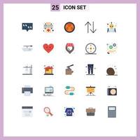 conjunto moderno de 25 cores planas e símbolos, como elementos de design de vetores editáveis de barco de seta de amor feliz