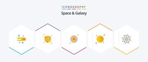 pacote de ícones planos do espaço e da galáxia 25, incluindo planeta. astronomia. brilhar. espaço. astronomia vetor