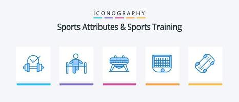 atributos esportivos e pacote de ícones azul 5 de treinamento esportivo, incluindo skate. líquido. cara. trave. bola. design de ícones criativos vetor