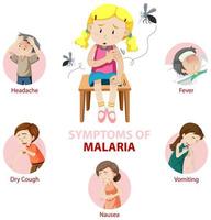 infográfico de informações de sintomas de malária vetor