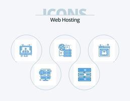 web hosting ícone azul pack 5 design de ícone. hospedagem. servidor. diagrama. hospedagem. conectar vetor