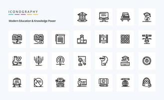 25 pacotes modernos de ícones de linha de energia de educação e conhecimento vetor