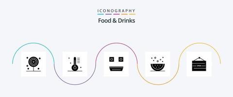 pacote de ícones de glyph 5 de alimentos e bebidas, incluindo fatia. Comida. gastronomia. bebidas. comida japonesa vetor