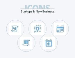 startups e design de ícones do novo pacote de ícones azuis 5. . calendário. projeto. compromisso. engrenagem vetor