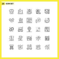 25 ícones criativos sinais modernos e símbolos da ciência examinam elementos de design de vetores editáveis de presente de computador portátil
