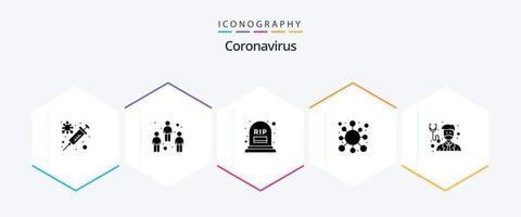 pacote de ícones de 25 glifos de coronavírus, incluindo médico. corona. contar. epidemia. antígeno vetor