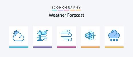 pacote de ícones do tempo azul 5, incluindo . Sol. clima. previsão. design de ícones criativos vetor