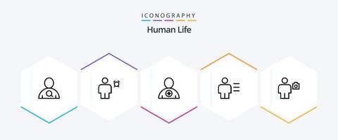 pacote de ícones humanos de 25 linhas, incluindo humano. corpo. avatar. avatar. humano vetor