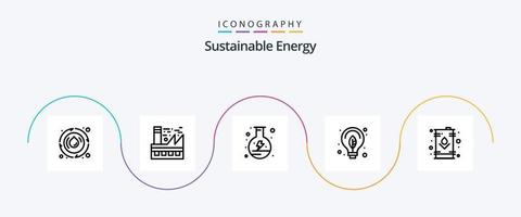 pacote de ícones da linha 5 de energia sustentável, incluindo lata. potência. ambiente. verde. frasco vetor