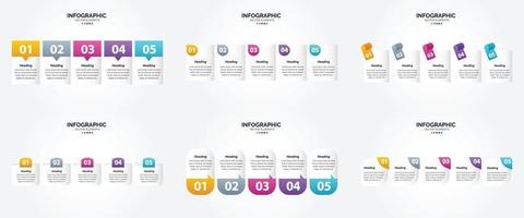 conjunto de design plano de infográficos de ilustração vetorial para folheto publicitário e revista vetor