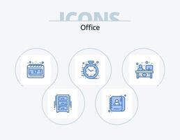 design de ícones do pacote de 5 ícones azuis do escritório. balcão. escritório. Eu iria. relógio. velozes vetor