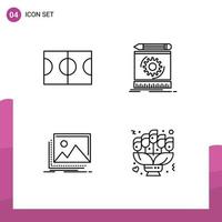 pacote de ícones de vetores de estoque de 4 sinais e símbolos de linha para esboço de imagem de basquete, protótipo de elementos de design de vetores editáveis