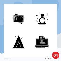 grupo de símbolos de ícones universais de glifos sólidos modernos de elementos de design de vetores editáveis de dia de tenda de cartão