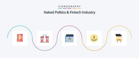 política nua e indústria fintech flat 5 icon pack incluindo gancho. chamariz. político. notícias. farsa vetor