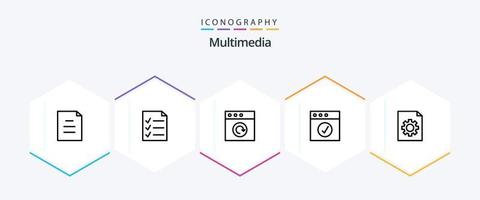 pacote de ícones multimídia de 25 linhas, incluindo . . recarregar. Arquivo. ao controle vetor