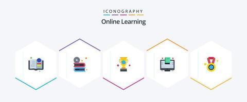 pacote de ícones planos de aprendizado on-line 25, incluindo on-line. Educação. Programas. livro. prêmio vetor