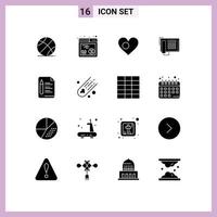 16 ícones criativos, sinais modernos e símbolos do número do arquivo, coração, fax, bandeira, elementos de design vetoriais editáveis vetor