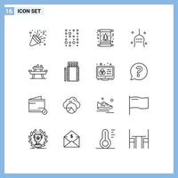 conjunto de 16 sinais de símbolos de ícones de interface do usuário modernos para superstição de cartão de ação de graças de peru elementos de design de vetores editáveis de inverno
