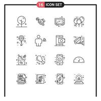 16 ícones criativos, sinais modernos e símbolos de decoração, balões de ar, cozinha, elementos de design de vetores editáveis